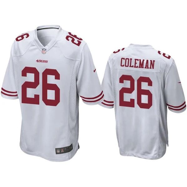 Men San Francisco 49ers #26 Tevin Coleman Nike White Game Player NFL Jersey